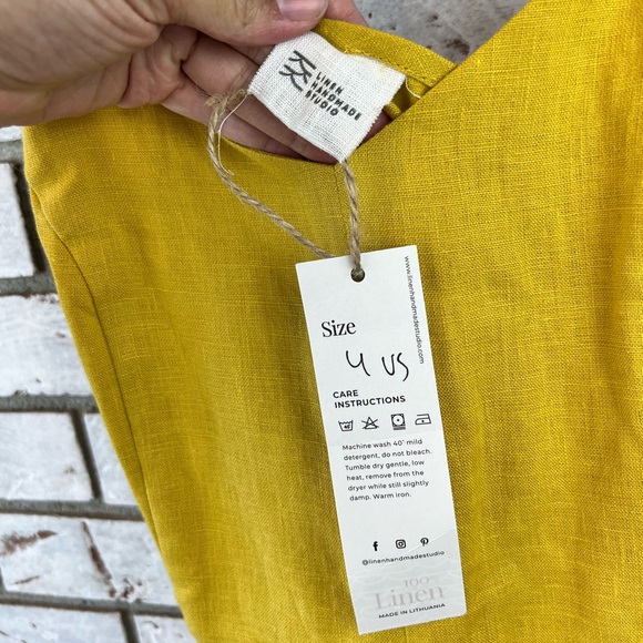 Linen Handmade Studio | Yellow Dress - Picture 3 of 5